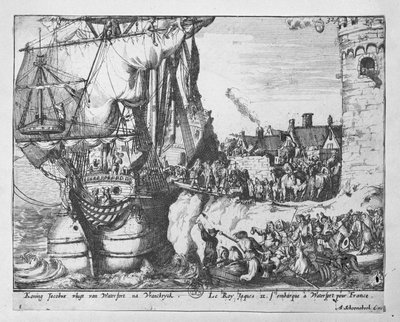 King James Leaves Ireland after Defeat at the Battle of the Boyne by Adriaan Schoonebeek